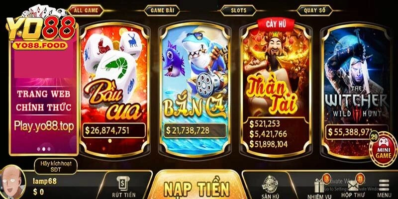 Khám phá danh mục game có mặt tại Yo88